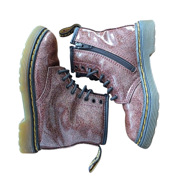 Dr. Martens 1460 Brown Glitter Lace-up Side-zip Combat Boots, Girl's Size 9 - Picture 5 of 8